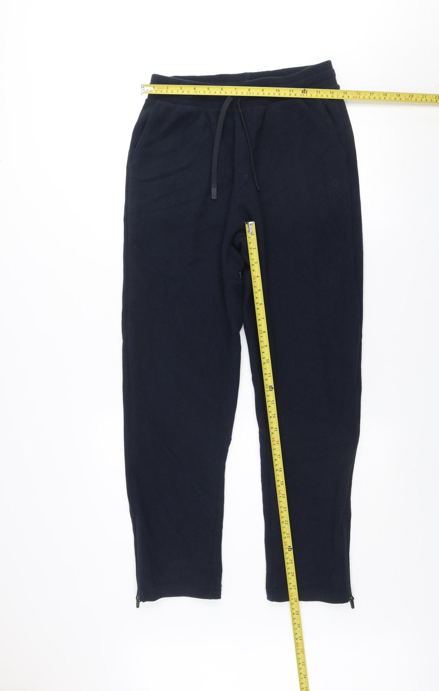 Marks and Spencer Women Black Size 10 Track Pants with Zip Ankle and Drawstring Waist