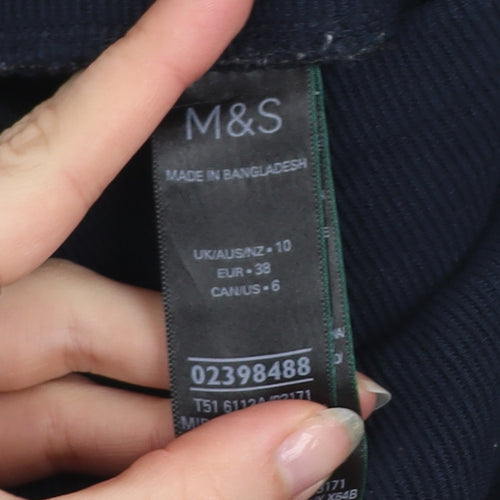 Marks and Spencer Women Black Size 10 Track Pants with Zip Ankle and Drawstring Waist