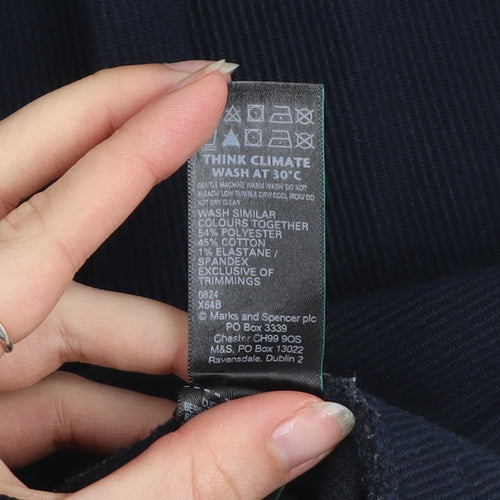 Marks and Spencer Women Black Size 10 Track Pants with Zip Ankle and Drawstring Waist