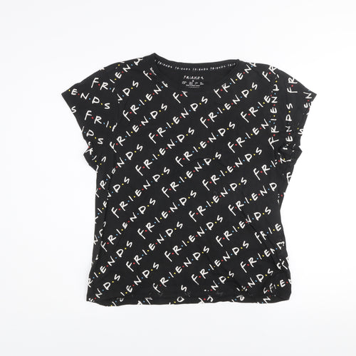Friends Womens Black Cotton T-Shirt Size S Crew Neck Short Sleeve Casual Top