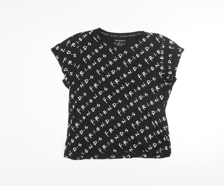 Friends Womens Black Cotton T-Shirt Size S Crew Neck Short Sleeve Casual Top