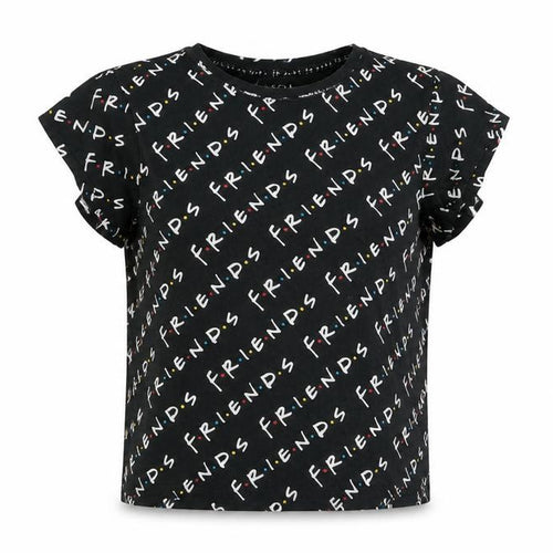 Friends Womens Black Cotton T-Shirt Size S Crew Neck Short Sleeve Casual Top