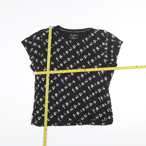 Friends Womens Black Cotton T-Shirt Size S Crew Neck Short Sleeve Casual Top