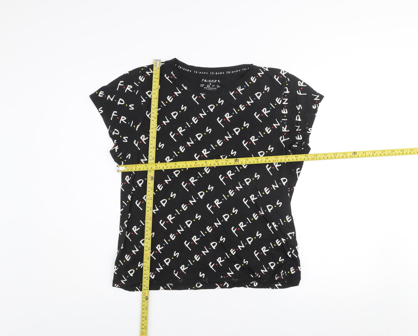 Friends Womens Black Cotton T-Shirt Size S Crew Neck Short Sleeve Casual Top
