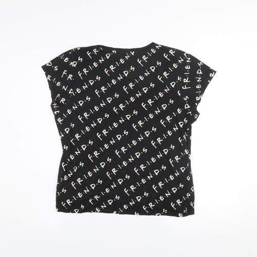 Friends Womens Black Cotton T-Shirt Size S Crew Neck Short Sleeve Casual Top