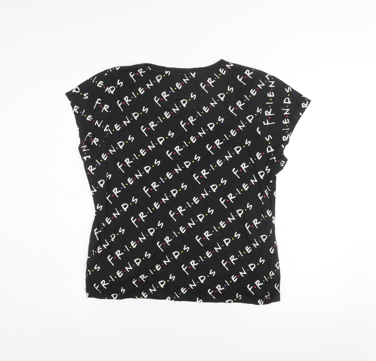 Friends Womens Black Cotton T-Shirt Size S Crew Neck Short Sleeve Casual Top