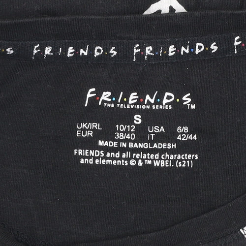 Friends Womens Black Cotton T-Shirt Size S Crew Neck Short Sleeve Casual Top