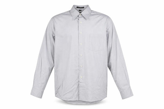 DKNY Men's Grey Cotton Long Sleeve Dress Shirt Size L 16 34/35