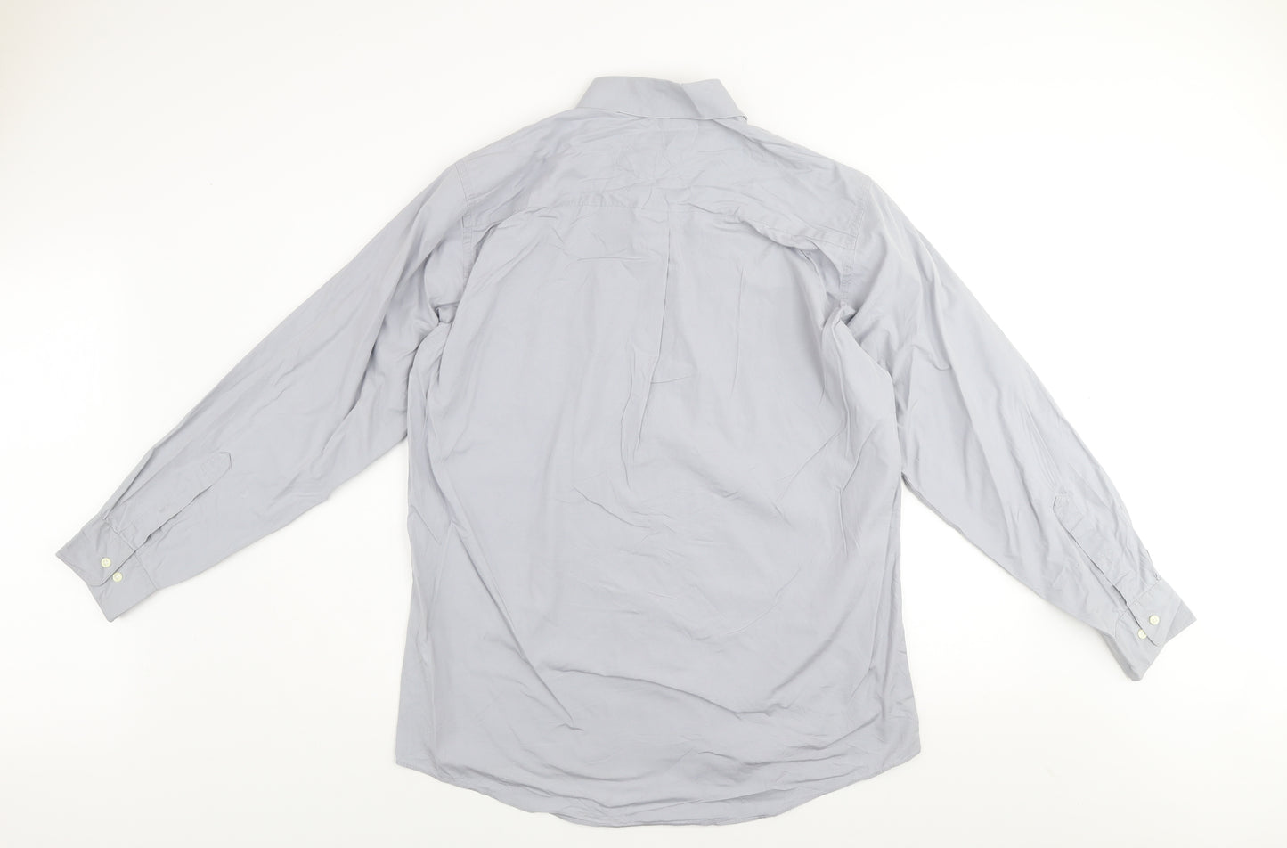 DKNY Men's Grey Cotton Long Sleeve Dress Shirt Size L 16 34/35