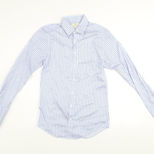 Hawes & Curtis Men's Blue Striped Extra Slim Fit Formal Shirt 14.5 Inch