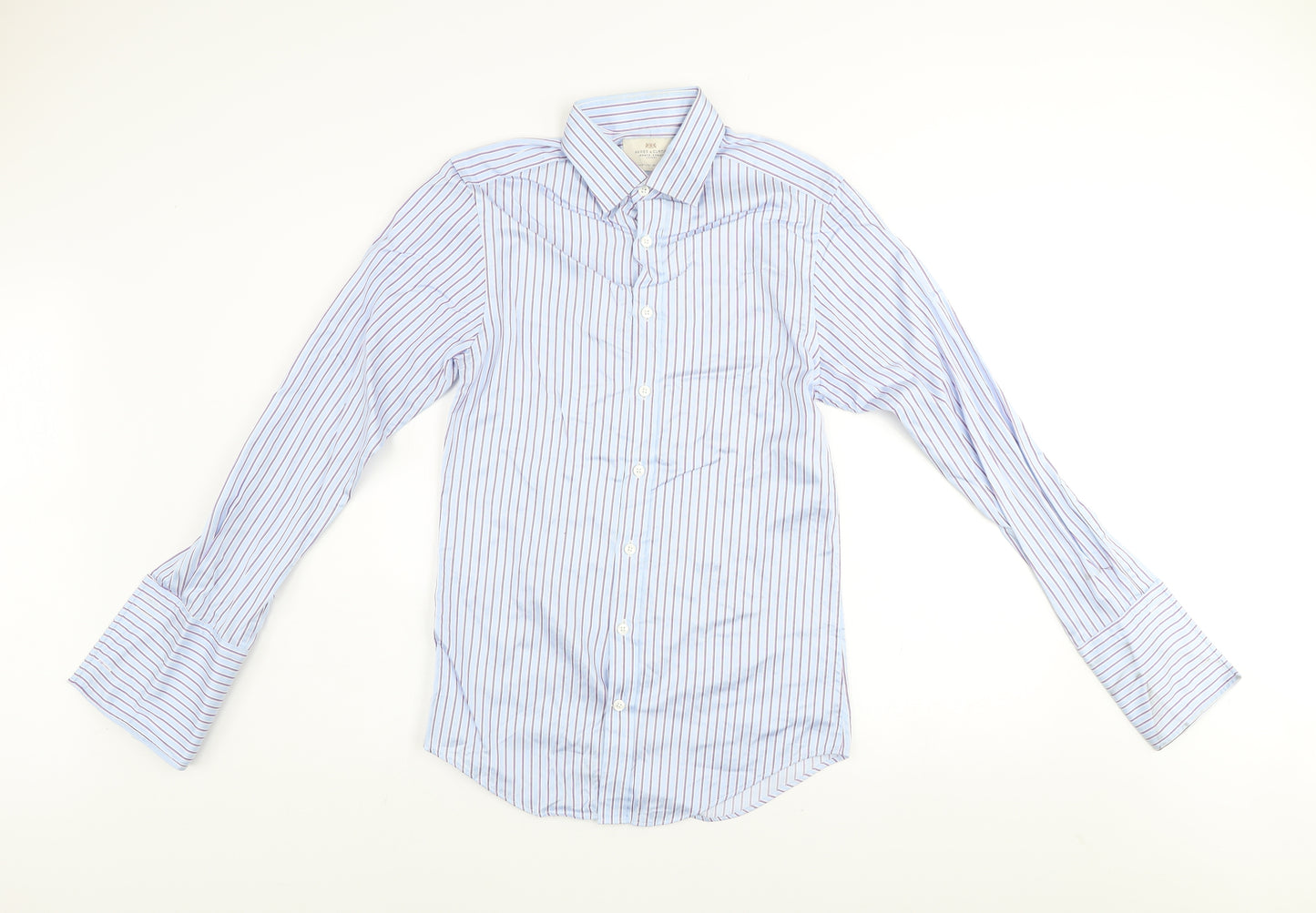 Hawes & Curtis Men's Blue Striped Extra Slim Fit Formal Shirt 14.5 Inch