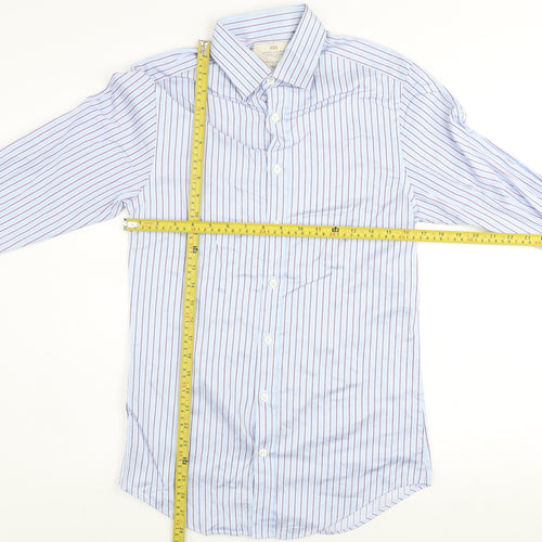 Hawes & Curtis Men's Blue Striped Extra Slim Fit Formal Shirt 14.5 Inch