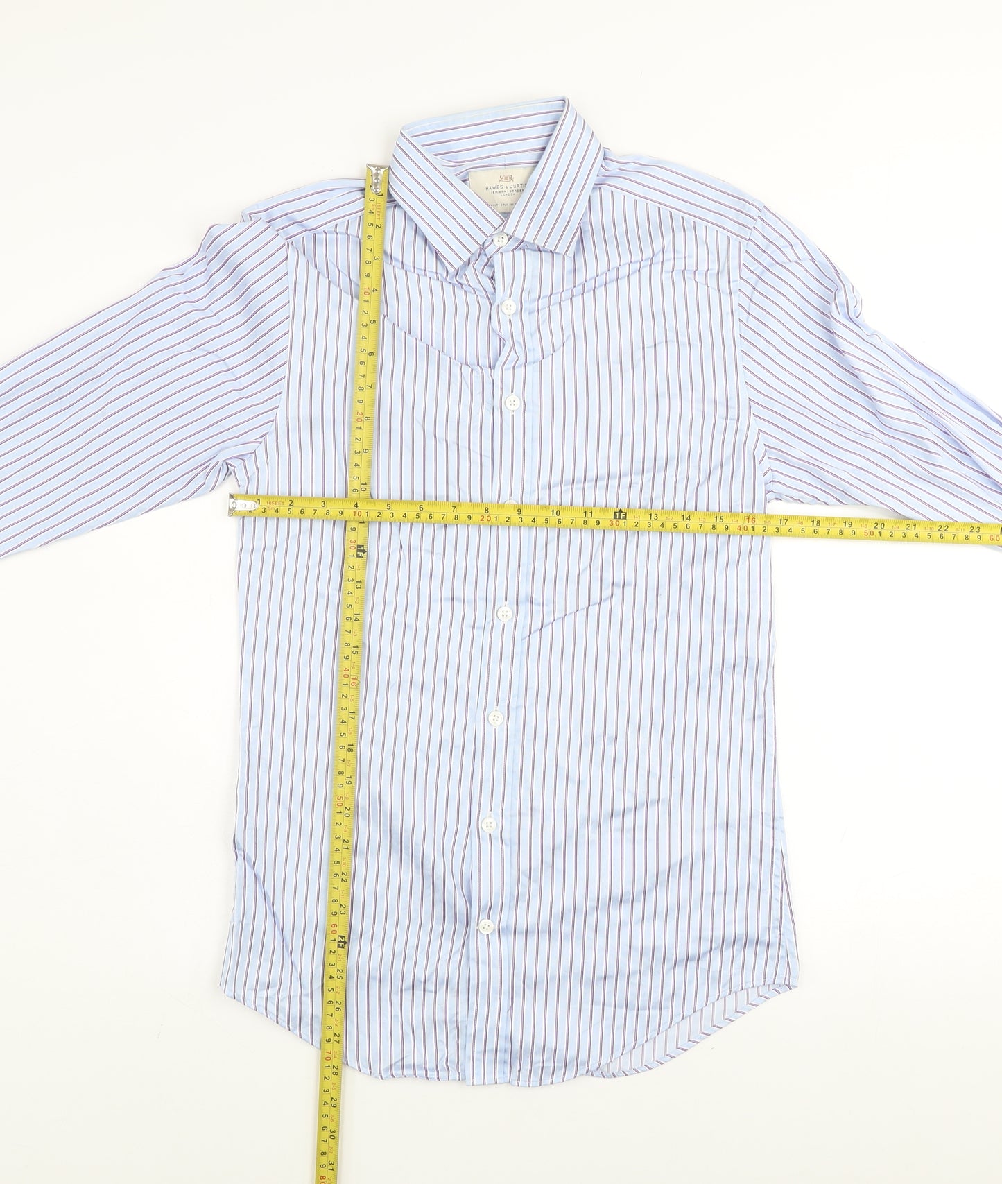 Hawes & Curtis Men's Blue Striped Extra Slim Fit Formal Shirt 14.5 Inch