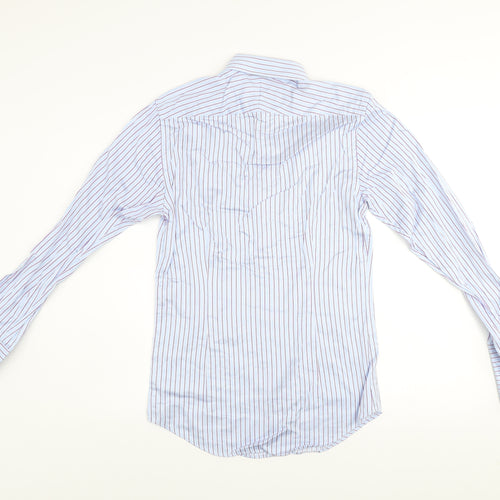 Hawes & Curtis Men's Blue Striped Extra Slim Fit Formal Shirt 14.5 Inch