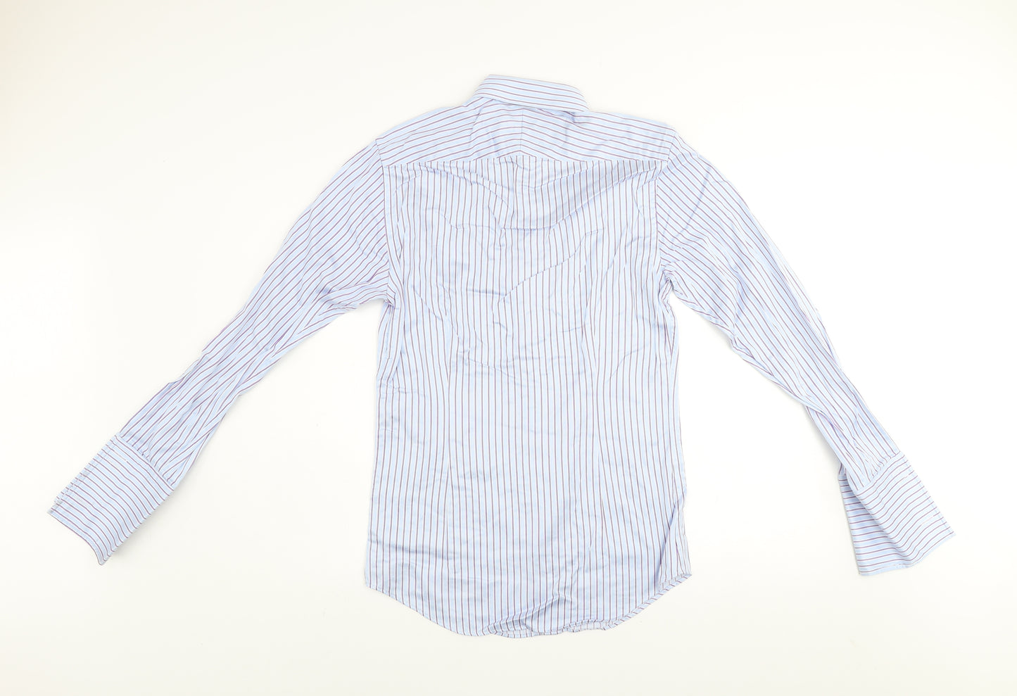 Hawes & Curtis Men's Blue Striped Extra Slim Fit Formal Shirt 14.5 Inch