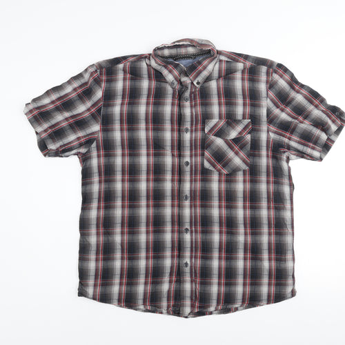 Avenue Men's Multicoloured Plaid Cotton Short Sleeve Button-Up Shirt M