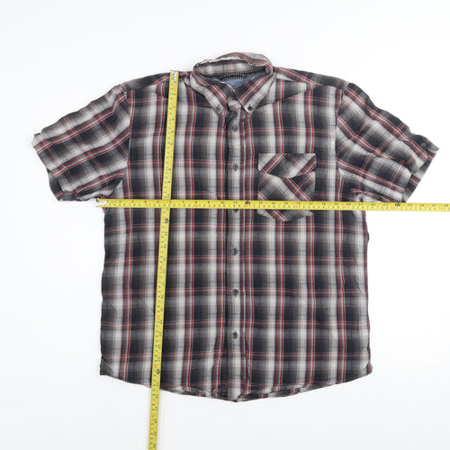 Avenue Men's Multicoloured Plaid Cotton Short Sleeve Button-Up Shirt M