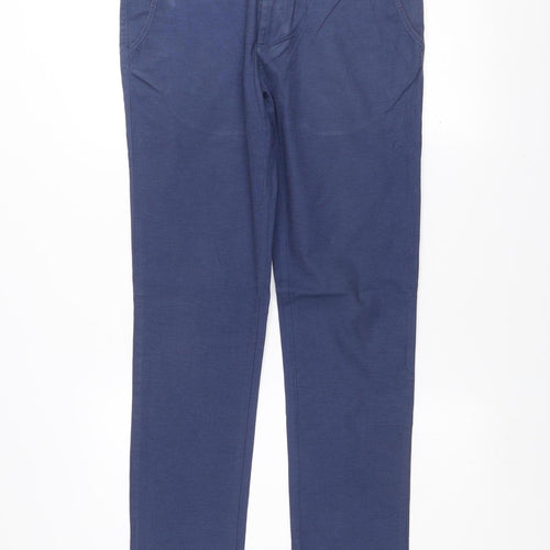 Zara Man Blue Slim Fit Chino Trousers Men's 32 Regular Cotton