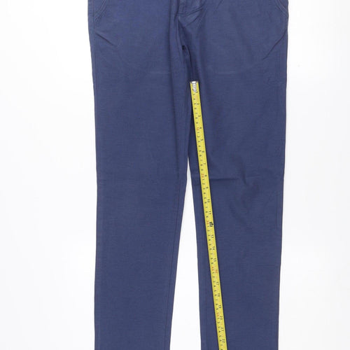 Zara Man Blue Slim Fit Chino Trousers Men's 32 Regular Cotton