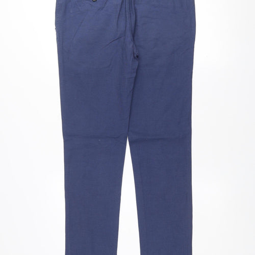 Zara Man Blue Slim Fit Chino Trousers Men's 32 Regular Cotton
