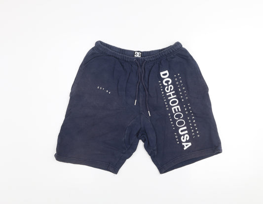 DC Shoes Men Navy Blue Cotton Sweat Shorts Size S Athletic Fit