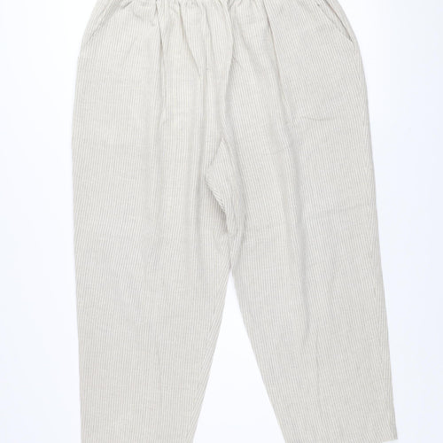Briggs New York Women Beige Linen Blend Elastic Waist Trousers Size 24 Plus