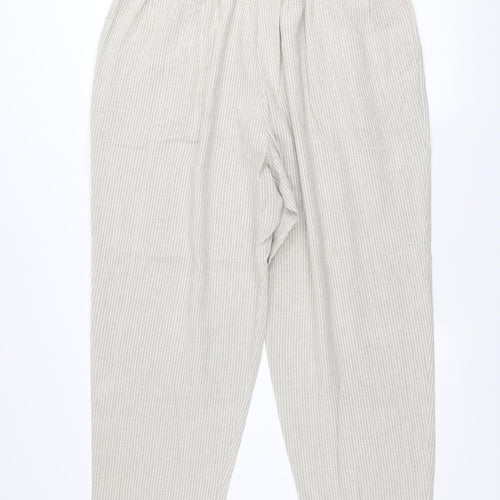 Briggs New York Women Beige Linen Blend Elastic Waist Trousers Size 24 Plus