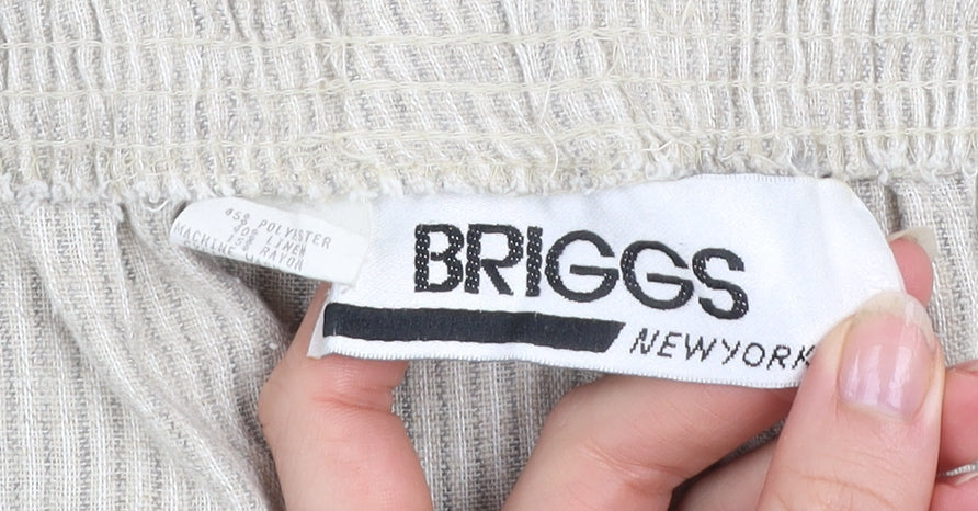 Briggs New York Women Beige Linen Blend Elastic Waist Trousers Size 24 Plus