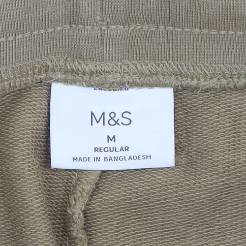Marks and Spencer Men's Beige Jogger Trousers M Regular Fit Cotton