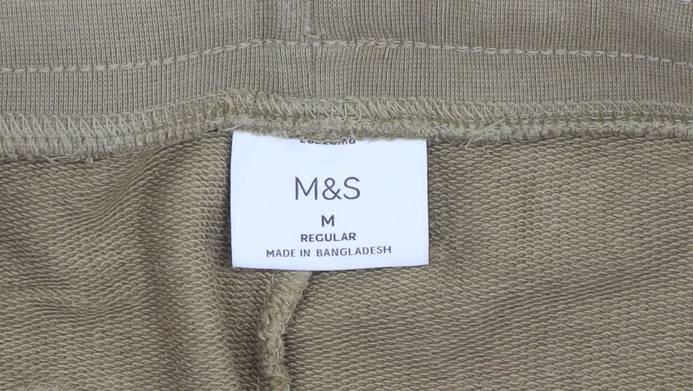 Marks and Spencer Men's Beige Jogger Trousers M Regular Fit Cotton