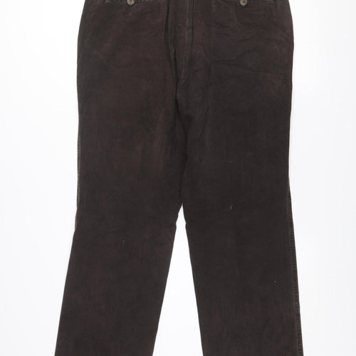 Oakman Men's Brown Chino Trousers 36R 100% Cotton Straight Leg