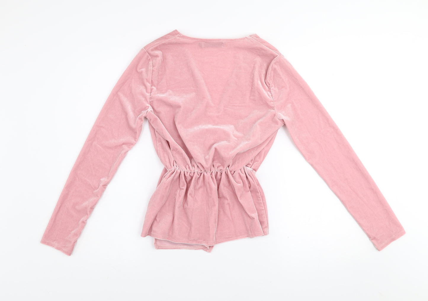 Motel Women’s Pink Velvet Wrap Long Sleeve Blouse Size 6