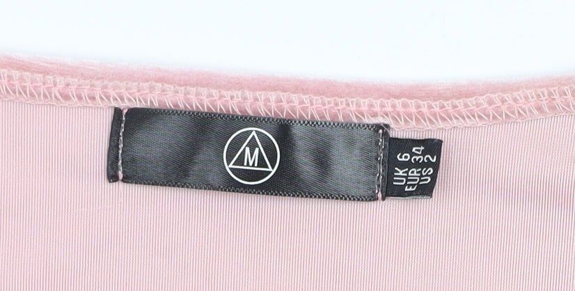 Motel Women’s Pink Velvet Wrap Long Sleeve Blouse Size 6