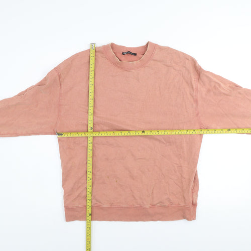 ZARA Womens Pink Crew Neck Pullover Sweatshirt Size M Cotton Blend