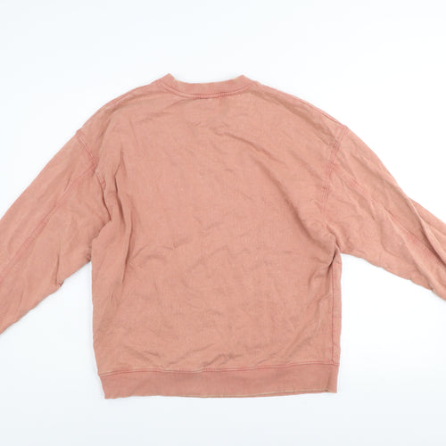 ZARA Womens Pink Crew Neck Pullover Sweatshirt Size M Cotton Blend