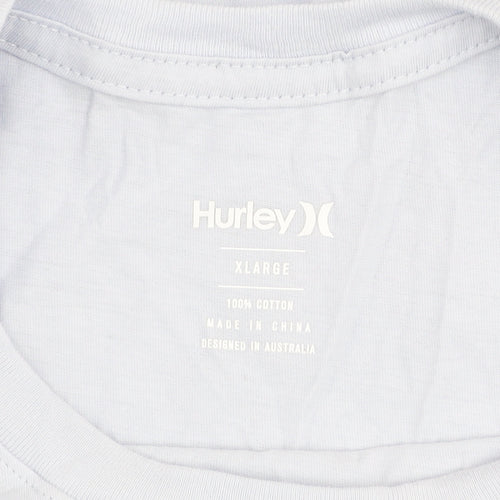 Hurley Men’s White XL Cotton Logo Crew Neck Short Sleeve T-Shirt