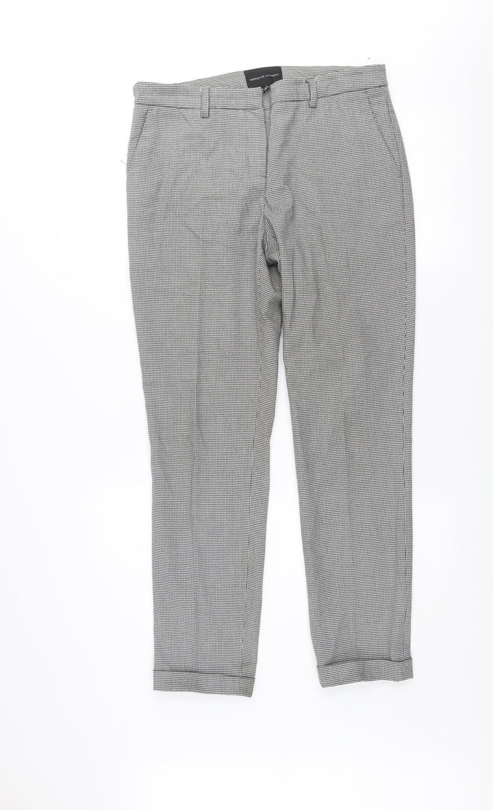 Adrienne Vittadini Women’s Grey Houndstooth Slim Chino Trousers UK 10