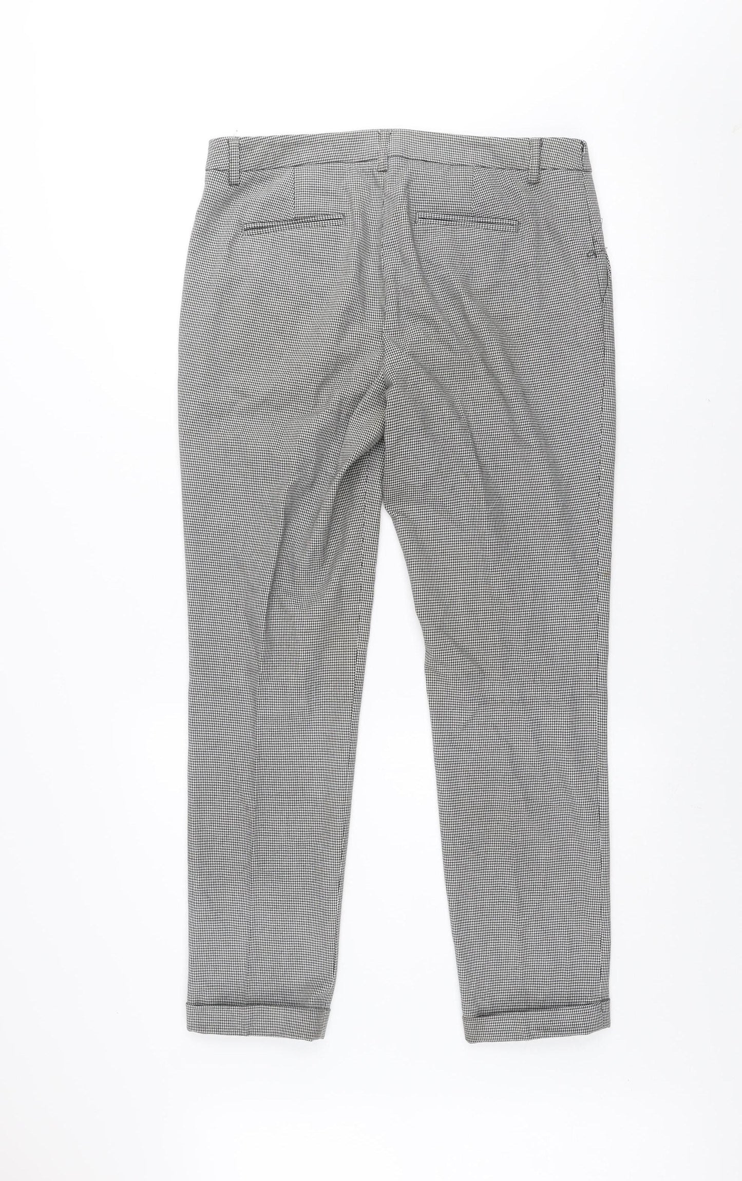 Adrienne Vittadini Women’s Grey Houndstooth Slim Chino Trousers UK 10