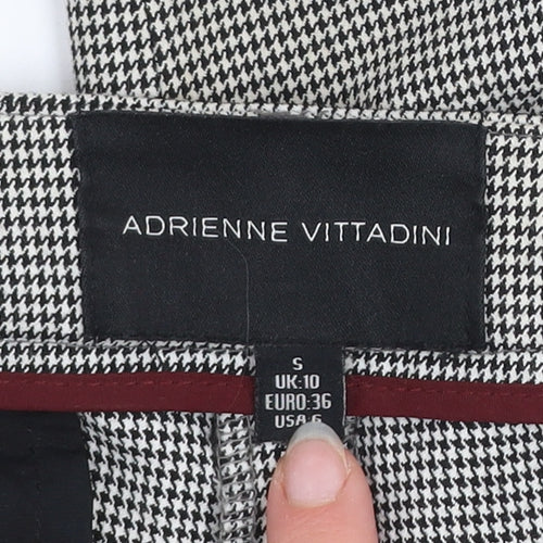 Adrienne Vittadini Women’s Grey Houndstooth Slim Chino Trousers UK 10