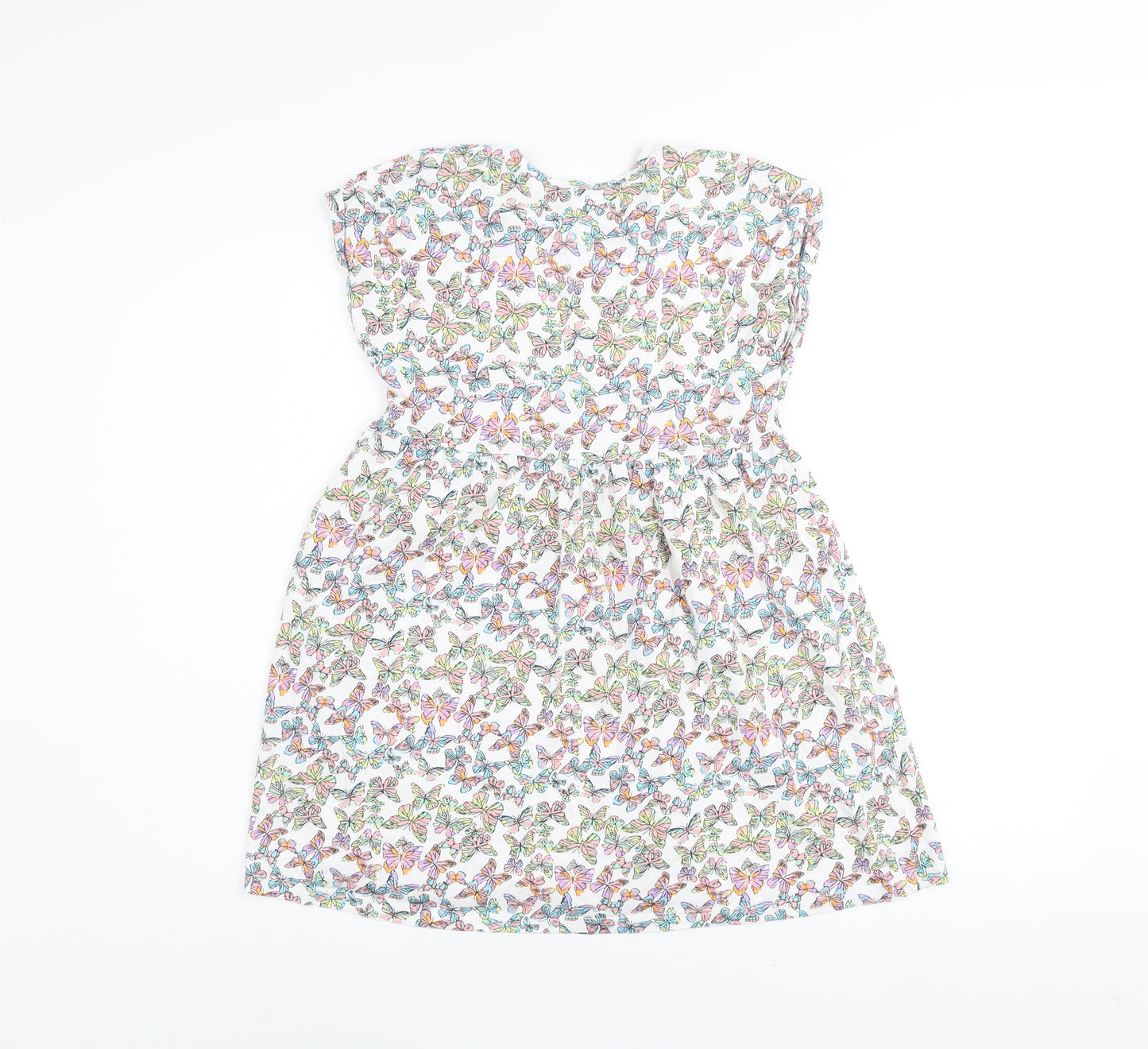 Dunnes Stores Girls Multicoloured Butterfly Print Cotton A-Line Dress 6-7 Years