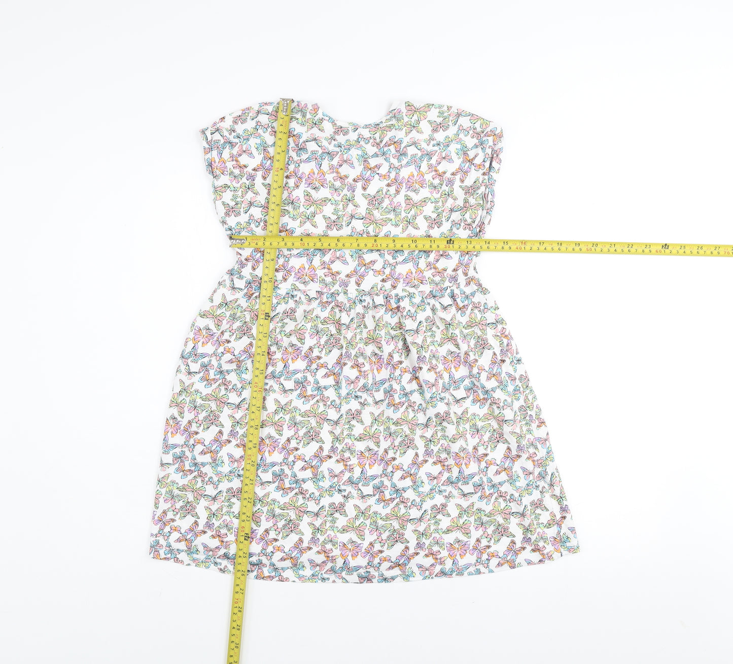 Dunnes Stores Girls Multicoloured Butterfly Print Cotton A-Line Dress 6-7 Years
