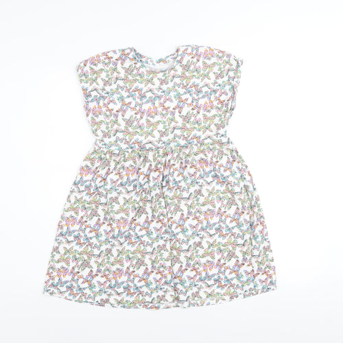 Dunnes Stores Girls Multicoloured Butterfly Print Cotton A-Line Dress 6-7 Years