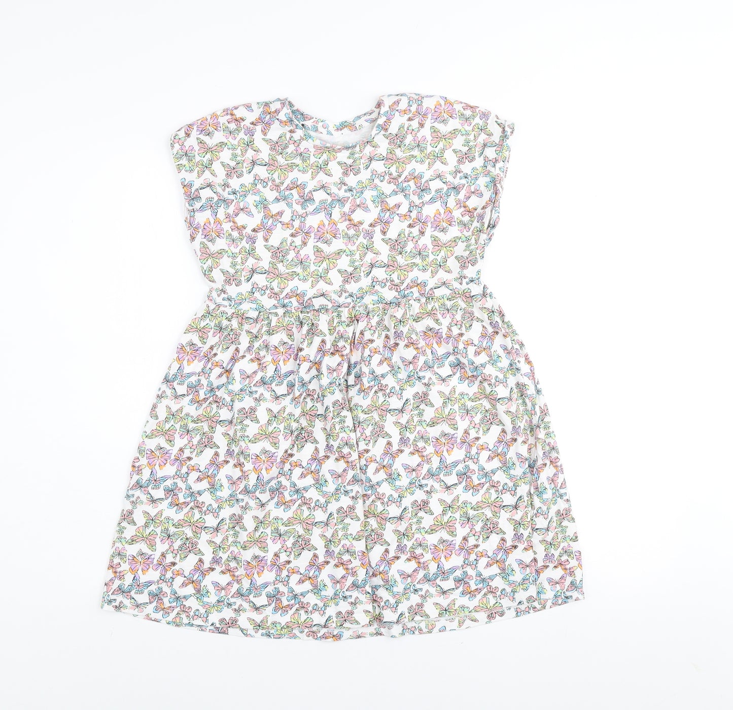 Dunnes Stores Girls Multicoloured Butterfly Print Cotton A-Line Dress 6-7 Years