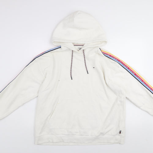 Tommy Hilfiger Denim Women's White Pullover Hoodie L Cotton Blend