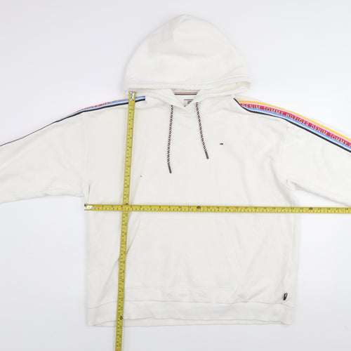 Tommy Hilfiger Denim Women's White Pullover Hoodie L Cotton Blend