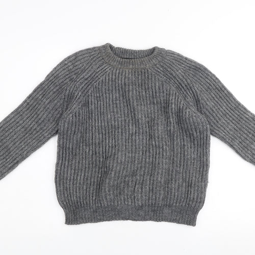 Zara Women Grey Chunky Knit Mohair Wool Blend Pullover Jumper Size S