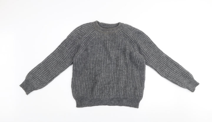 Zara Women Grey Chunky Knit Mohair Wool Blend Pullover Jumper Size S