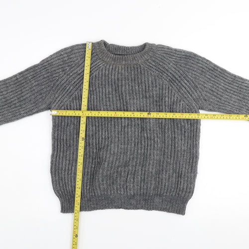 Zara Women Grey Chunky Knit Mohair Wool Blend Pullover Jumper Size S