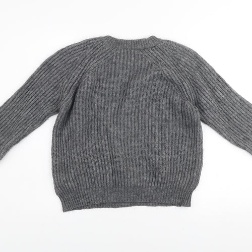 Zara Women Grey Chunky Knit Mohair Wool Blend Pullover Jumper Size S