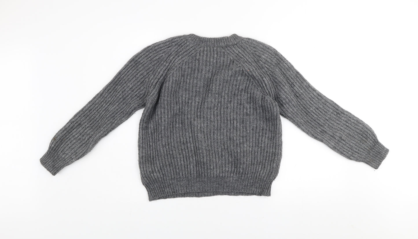 Zara Women Grey Chunky Knit Mohair Wool Blend Pullover Jumper Size S